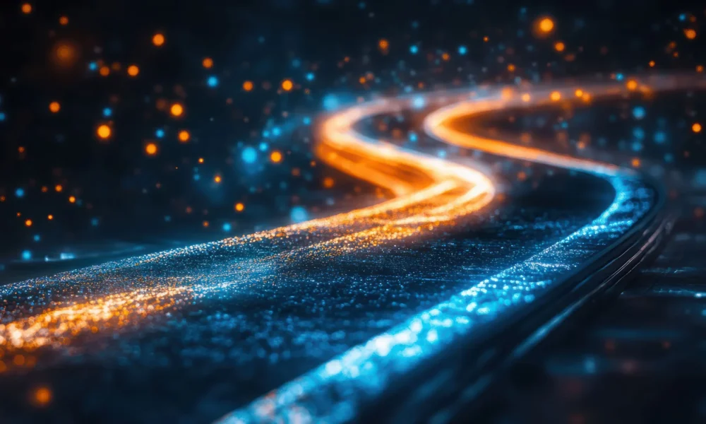 Abstract image of a nighttime traffic on a highway
