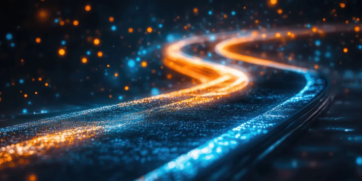 Abstract image of a nighttime traffic on a highway