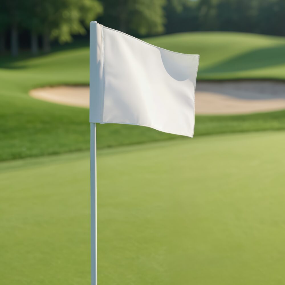 VinylGuard Golf flagstick cover protecting a golf course flagstick